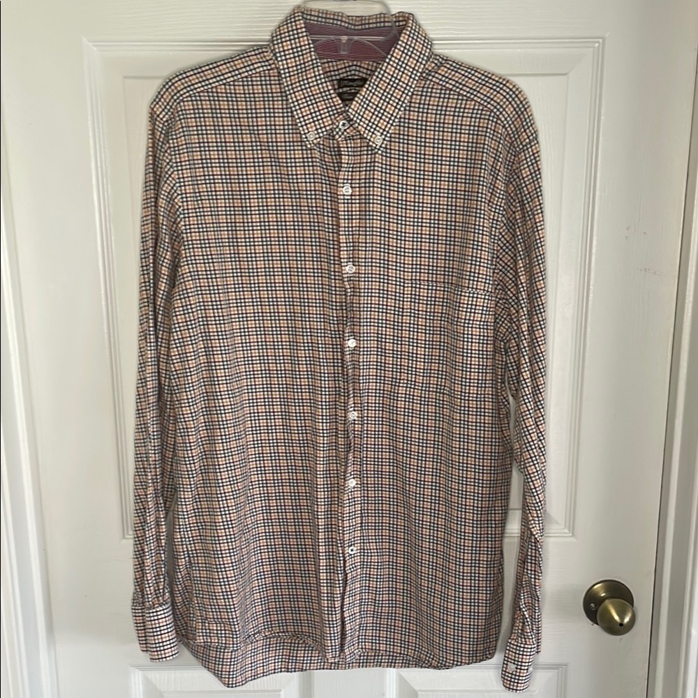 J. McLaughlin Orange and Blue Casual Button Down Shirt